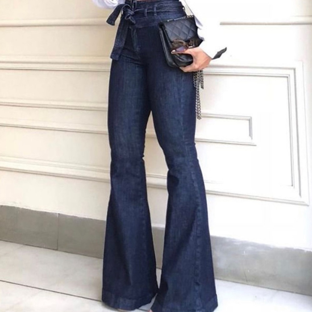 Flared Dark Blue Jeans - Picture 5 of 9